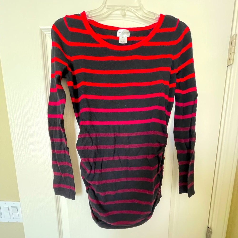 Motherhood maternity red black striped sweater s